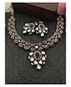 Binnis Wardrobe Set of Silver Toned  German Oxidised Necklace  Earrings - Green