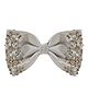Aye Candy Sequin Embellished Bow On Alligator Hair Clip - Silver