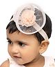 Aye Candy Polka Dotted Embellished Rose Appliqued Headband - Peach