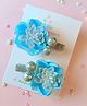 Little Tresses Set Of 2 Flower With Pollens And Balls Alligator Hair Clip - Blue