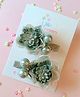 Little Tresses Set Of 2 Flower With Balls Alligator Hair Clip - Silver Grey