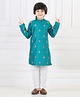 Kinder Kids Full Sleeves All Over Ethnic Motif Embroidered Kurta With Pyjama - Green