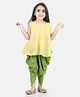 Kinder Kids Sleeveless All Over Foil Printed Self Design Jacquard Top With Dhoti - Yellow
