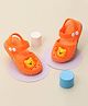 Yellow Bee Rubber Lion Face Embossed Sandals - Orange