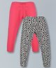 Plum Tree Pack Of 2 Solid & Leopard Printed Leggings - Black Pink