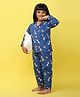 Knitting Doodles Pure Cotton Full Sleeves Animal Theme Giraffe & Rainbow Printed Night Suit - Blue