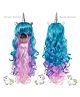 Shopping Time Unicorn Horn Long Curly Hair Party Costume Wig - Multicolour