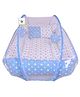 Toddylon Baby Bedding Set New Born Mattress with Mosquito Net Polka Dot Printed  - Blue