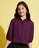 Stylo Bug Three Fourth Sleeves Solid Top - Purple