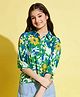 Stylo Bug Three Fourth Sleeves Floral Printed Top - Green