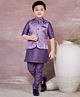 Ministitch Full Sleeves Solid Kurta & Pyjama With Seamless Leaf Swirl Self Design Detailed Jacket - Mauve