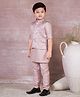 Ministitch Full Sleeves Solid Kurta & Pyjama With Seamless Leaf Swirl Self Design Detailed Jacket - Onion Pink