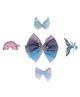 Yellow Bee Pack Of 5 Bow Designed Snow Flakes Applique Aligator Hair Clips - Blue Purple