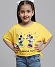 Kidsville Half Sleeves Disney's Mickey & Minnie Mouse Printed Tie Up Top - Yellow