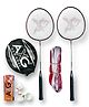 AXG NEW GOAL Scratch Resistant A-2000 Badminton Racquets set Of 2 with 3 Feather Shuttles and Net Badminton Kit - Maroon