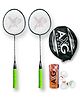 AXG NEW GOAL Scratch resistant A 2000 Badminton Rackets set Of 2 with 3 Feather Shuttles Badminton Kit - Green