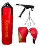 AXG NEW GOAL 3ft Durable Unfilled Punching Bag Boxing Gloves Wall Stand & Hanging Chain Boxing Kit - Red