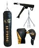 AXG NEW GOAL 4ft Durable PU Unfilled Punching Bag Boxing Gloves Wall Stand and Chain Boxing Kit - Black