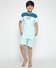 Lil Tomatoes Half Sleeves NEW Printed Colour Blocked Night Suit - Teal Blue