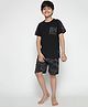 Lil Tomatoes Half Sleeves Camouflage Printed Night Suit - Black