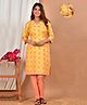 Sevyastore 100% Cotton Three Fourth Sleeves Motif Printed Maternity & Nursing Kurta & Pants Set - Yellow