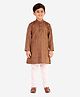 P-MARK Full Sleeves Self Design Kurta With Pyjama - Brown