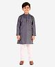 P-MARK Full Sleeves Self Design Kurta With Pyjama - Navy Blue