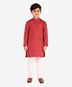 P-MARK Full Sleeves Self Design Kurta With Pyjama - Red