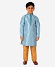 P-MARK Full Sleeves Seamless Motif Design Detailed Kurta With Pyjama - Blue