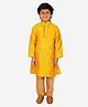 P-MARK Full Sleeves Block Motif Printed Silk Kurta Pajama Set - Yellow