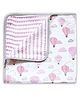 Elementary 100% Organic Muslin Cotton Reversible Dohar Blanket Hot Air Balloon Print - Pink