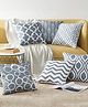 Elementary Premium Cotton Geometric Theme Cushion Covers Pack of 6 - Grey & White