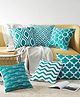 Elementary Premium Cotton Geometric Theme Cushion Covers Pack of 6 - Aqua