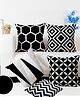 Elementary Premium Cotton Geometric Theme Cushion Covers Pack of 5 - Black & White