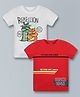Plum Tree Pack Of 2 Half Sleeve Rebellion Animal & Future Explorer Printed Tees - Red And White