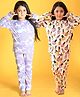 Anthrilo 100% Organic Cotton Pack Of 2 Full Sleeves Nail Paint & Unicorn Theme Printed Night Suits - Off White