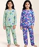 Anthrilo 100% Organic Cotton Pack Of 2 Full Sleeves Unicorn Theme & Butterflies Printed Night Suits - Green