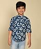 LIL PITAARA Boys Pure Cotton Full Sleeves All Over Doodle Hearts Printed Shirt- Blue