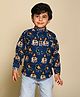 LIL PITAARA Full Sleeves Patola Printed Kurta Style Shirt - Blue