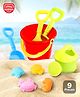 Play Nation 9 Pcs Beach Playset with Bucket, Shovels & Molds| Sand Game Castle Building Beach Tool Kit For 18 Months+| Summer Fun Creative Activity Playset with Starfish, Fish, Crab and Seahorse| Useful for Gardening & Outdoor Tool| BIS Certified