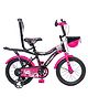 Hi-Fast 16T Bicycle with Storage Basket and Training Wheels - Pink