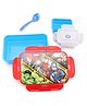 Marvel Clip Lock Lunch Box With Container & Fork Spoon - Red & Blue