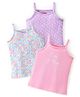 Babyhug 100% Cotton Sleeveless Slips Floral & Heart Print Pack of 3 - Pink Blue & Purple