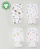 The Boo Boo Club 100% Muslin GOTS Certified Organic Cotton Pack Of 4 Sleeveless Animals Printed Jhabla & Nappy Sets - White Yellow