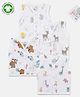 The Boo Boo Club Set of 4 Organic Cotton Sleeveless Animals Printed Jhablas - White
