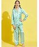 Cherry & Jerry Full Sleeves Anchor Printed Night Suit - Turquoise Blue