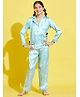 Cherry & Jerry Full Sleeves Waves Printed Night Suit - Blue