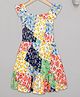 Budding Bees Cap Sleeves Floral Printed Smocked Dress - Multi Colour