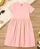 Zion Half Sleeves Self Designed Fit And Flare Jersey Dress - Peach