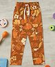 Zion Flower Leaves Printed Cargo Pant With Draw Chord - Brown
